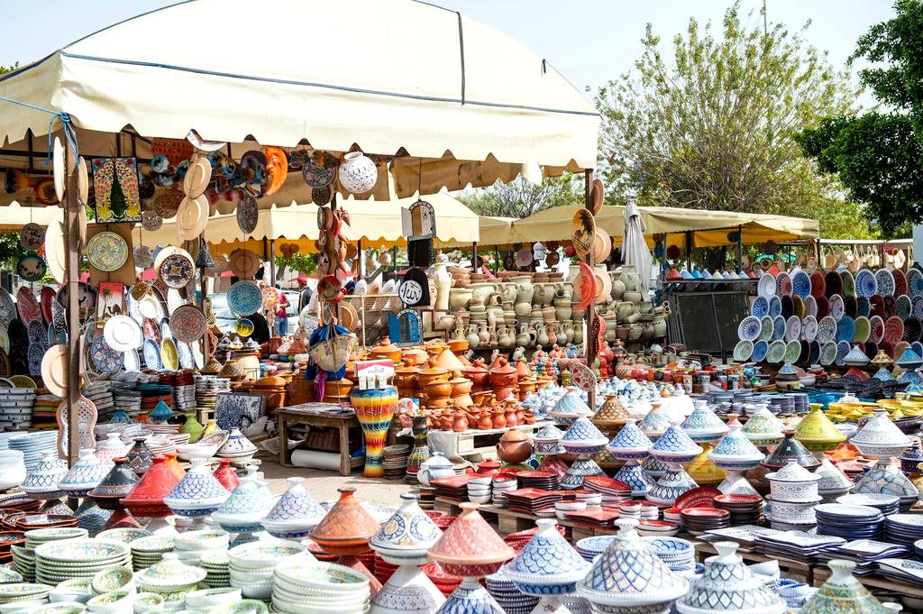 Vibrant spice market in Marrakech, Morocco