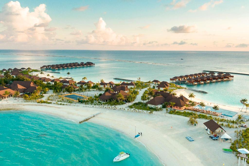 Stunning aerial view of Maldives islands